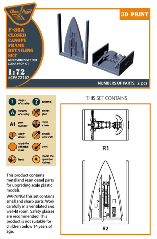 F-86A Closed canopy frame detailing set for CP kits