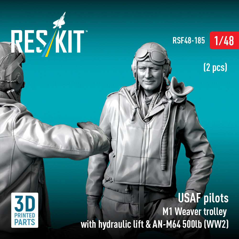 USAF pilots (2 pcs) & M1 Weaver trolley with hydraulic lift & AN-M64 500lb (WW2) (3D Printed)