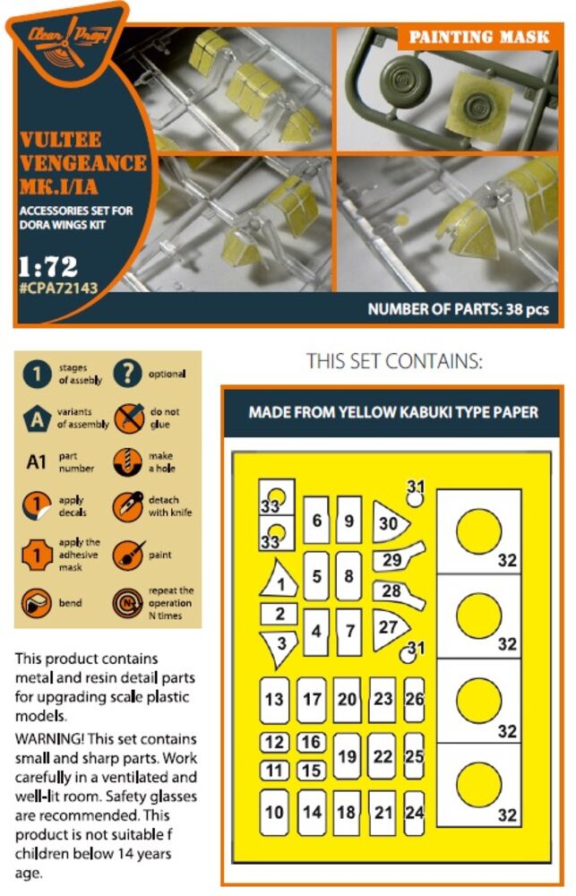 Vultee Vengeance Mk.I/IA painting mask for Dora Wings kit