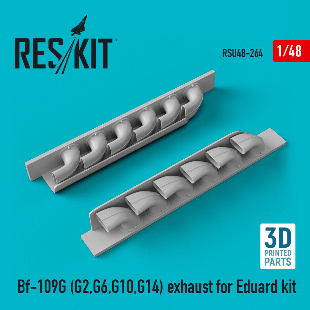 Bf-109G (G2,G6,G10,G14) exhaust for Eduard kit (3D Printed)