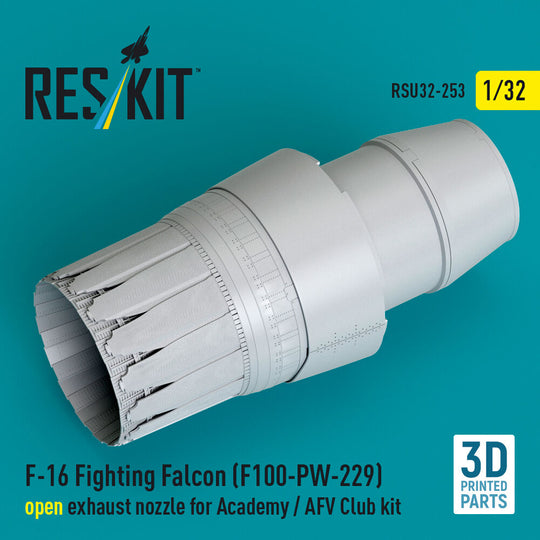 F-16 Fighting Falcon (F100-PW-229) open exhaust nozzle for Academy / AFV Club kit (3D Printed)