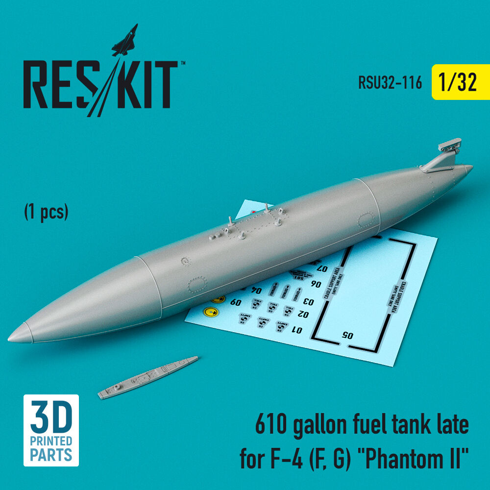 610 gallon fuel tank late for F-4 (F, G) Phantom II (3D Printed)