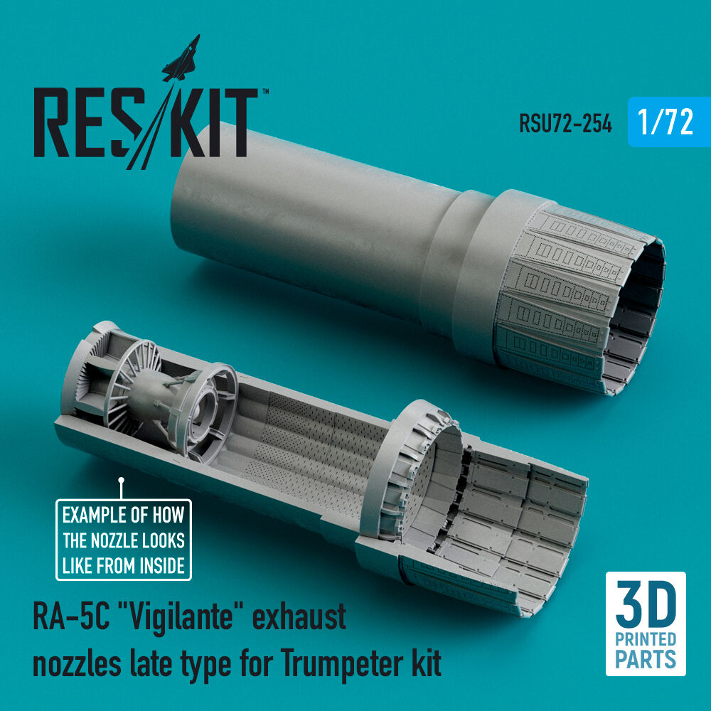 RA-5C Vigilante exhaust nozzles late type for Trumpeter kit (3D Printed)