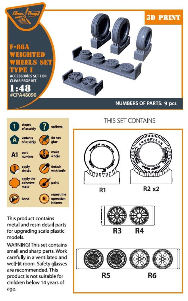 F-86A Wheels set (weighted) type 1 for CP kits