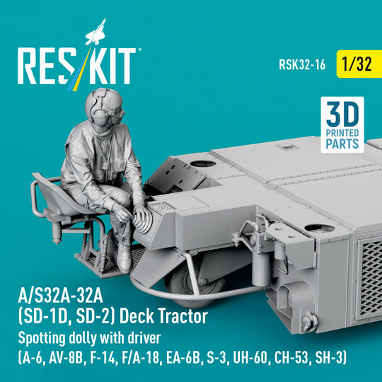 A/S32A-32A (SD-1D, SD-2) Deck Tractor Spotting dolly with driver (A-6, AV-8B, F-14, F/A-18, EA-6B, S-3, UH-60, CH-53, SH-3) (3D Printed model kit)
