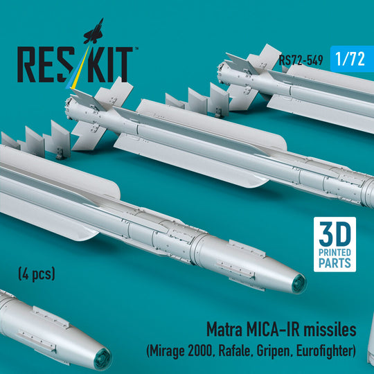 Matra MICA-IR missiles (4 pcs) (Mirage 2000, Rafale, Gripen, Eurofighter) (3D Printed)