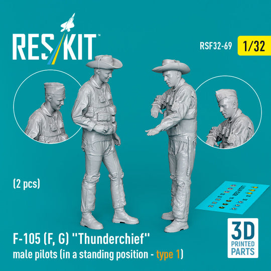 F-105 (F, G) Thunderchief male pilots (in a standing position - type 1) (2 pcs) (3D Printed)
