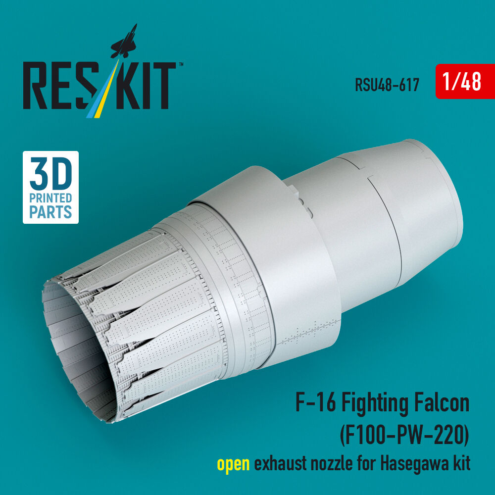 F-16 Fighting Falcon (F100-PW-220) open exhaust nozzle for Hasegawa kit (3D Printed)
