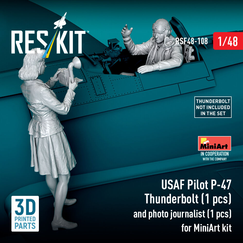 USAF Pilot P-47 Thunderbolt (1 pcs) and photo journalist (1 pcs) for MiniArt kit (3D Printed)