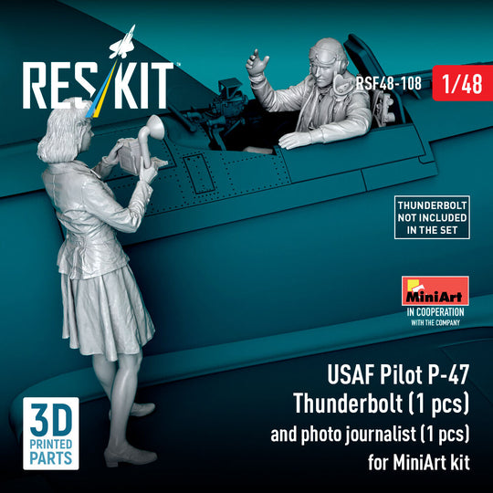 USAF Pilot P-47 Thunderbolt (1 pcs) and photo journalist (1 pcs) for MiniArt kit (3D Printed)