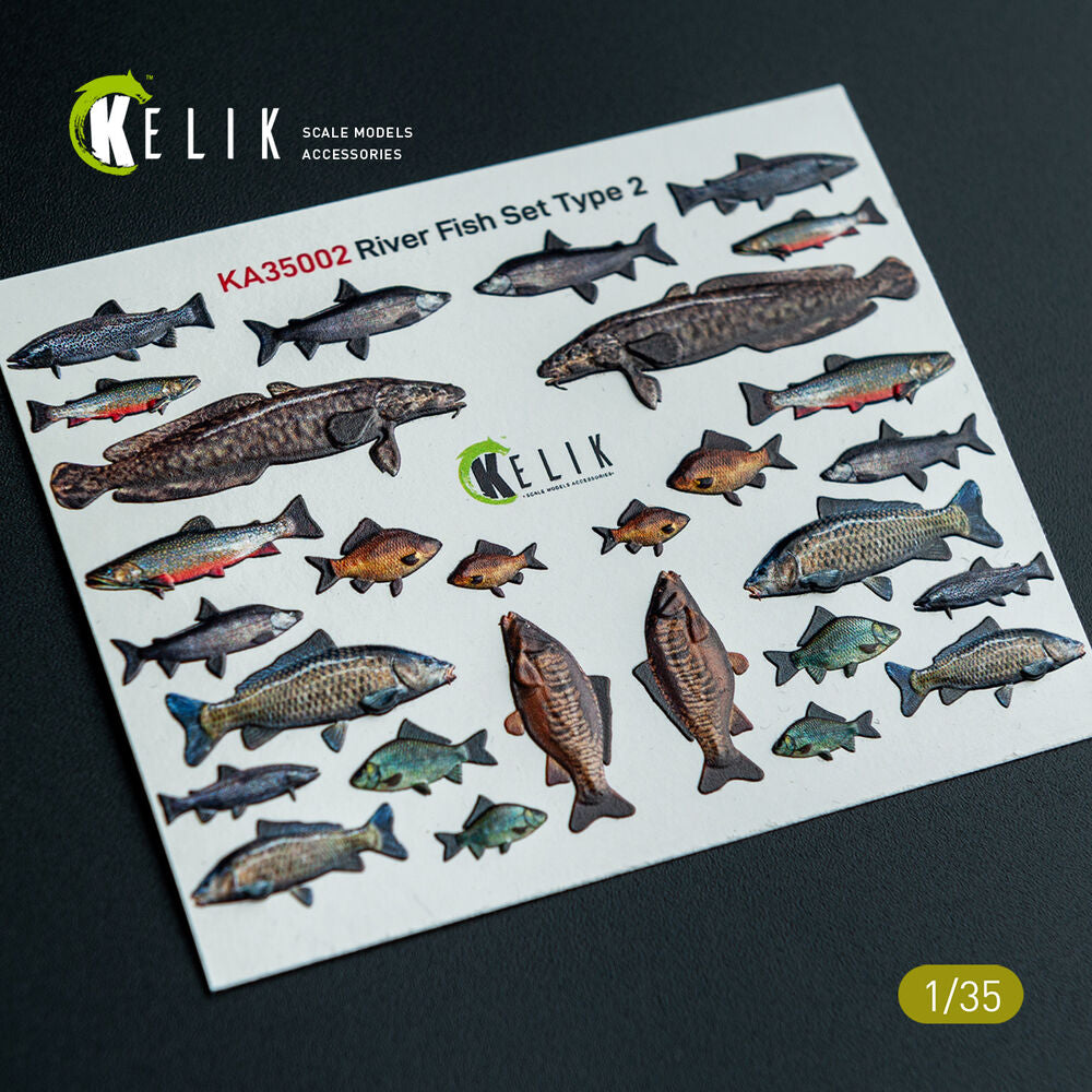 River Fish set Type 2 - 3D Decal for dioramas