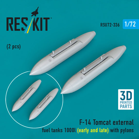 F-14 Tomcat external fuel tanks 1000l (early and late) with pylons (2 pcs) (3D Printed)