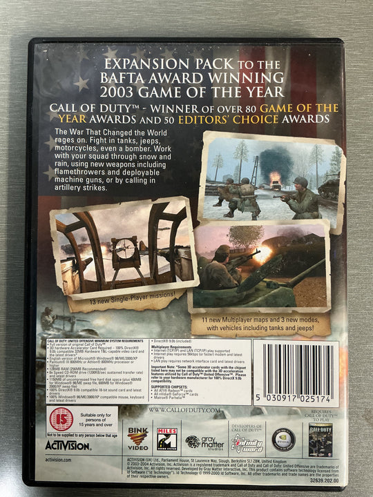 Call of Duty: United Offensive. PC-spill.