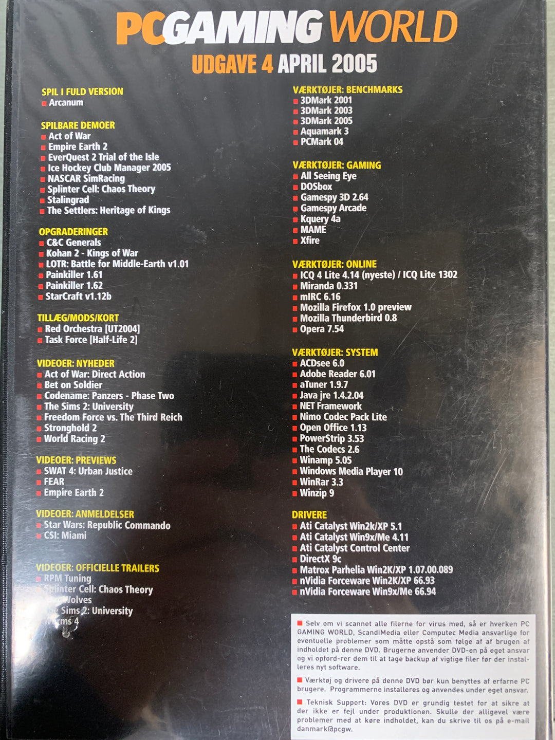 PC Gaming World April 2005 (Demo/Fullversjon-disk). PC-spill.