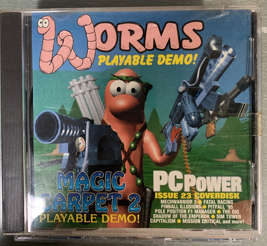 Worms Playable Demo / Magic Carpet 2 Playable Demo (PC Power Coverdisk Issue 23). PC-spill.