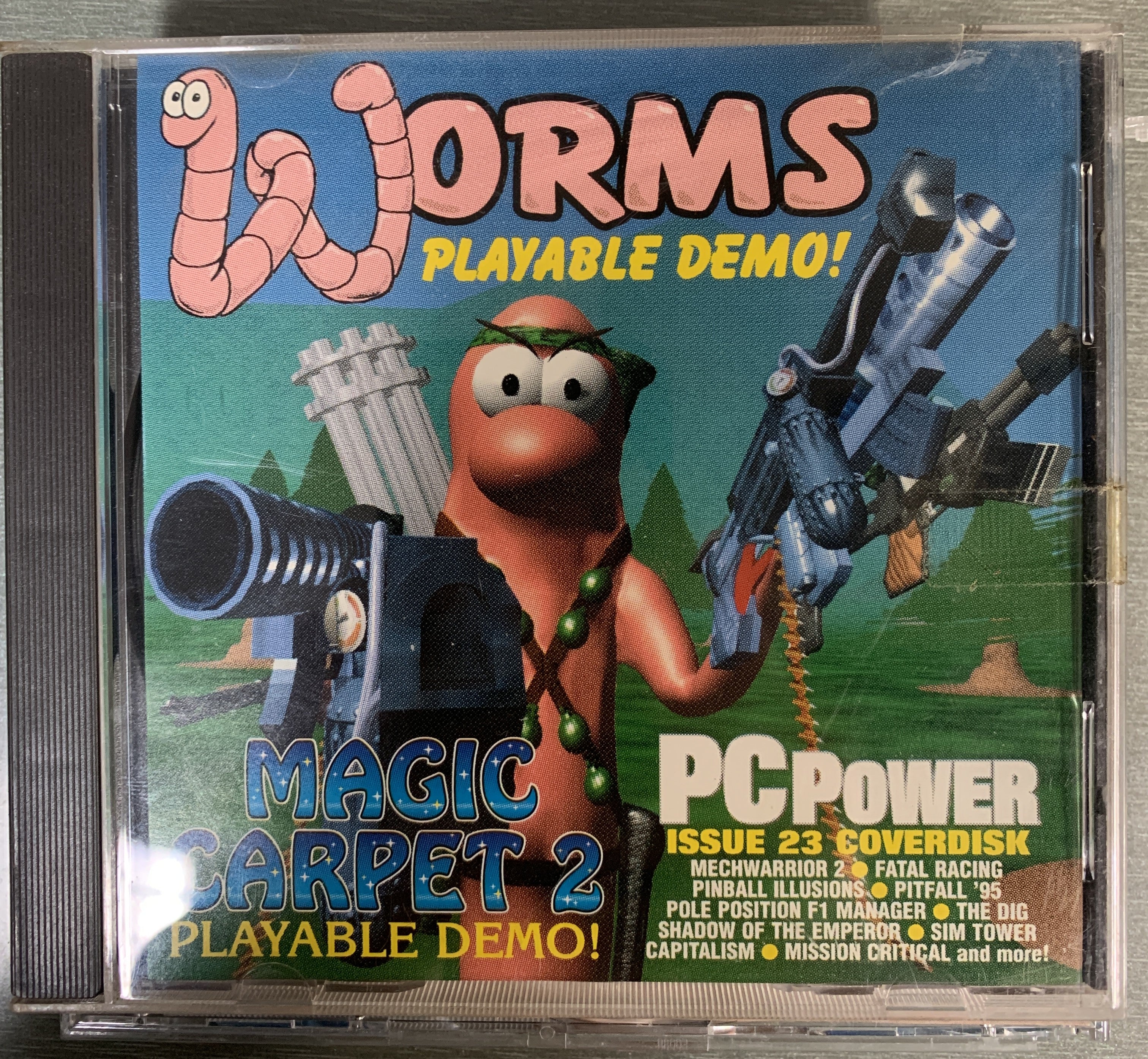 Worms Playable Demo / Magic Carpet 2 Playable Demo (PC Power Coverdisk Issue 23). PC-spill.