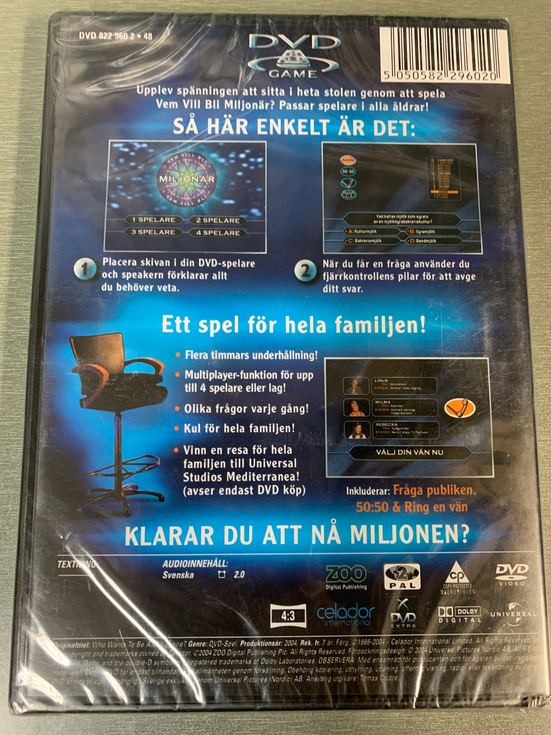 Vem vill bli miljonär. DVD Game. PC-spill. Ny i plast!