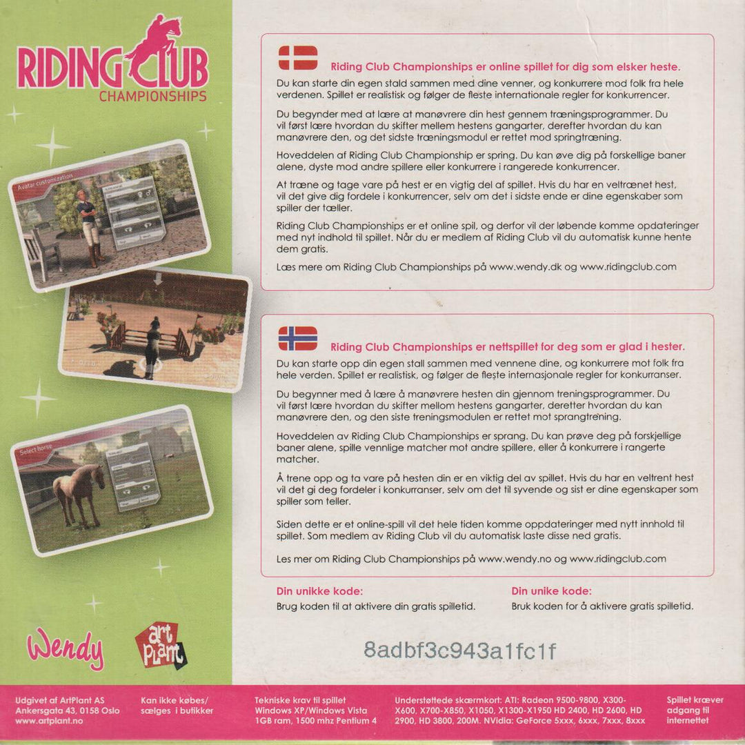 Riding Club Championships. PC-spill.