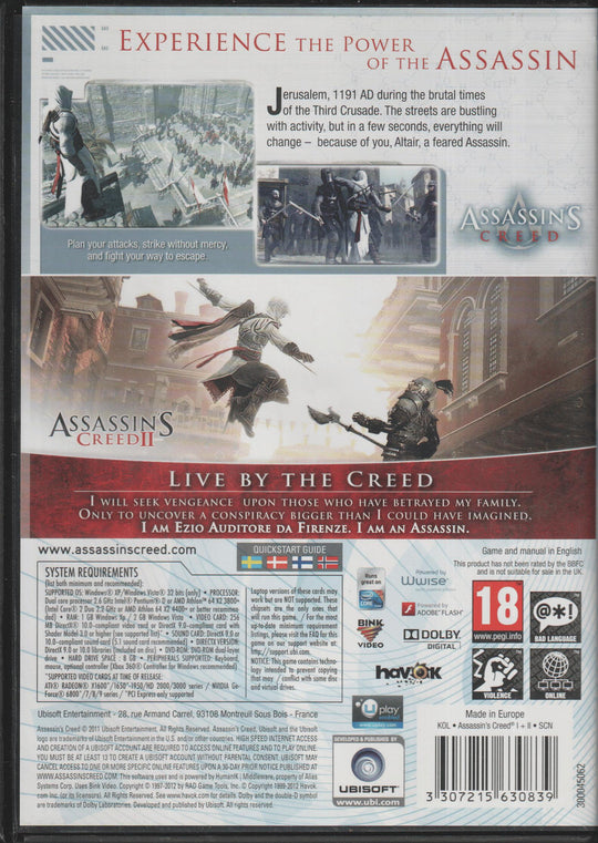 Assassin's Creed + Assassin's Creed II Exclusive. PC-spill.