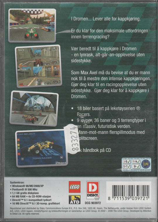LEGO Drome Racers (norsk utgave). PC-spill.