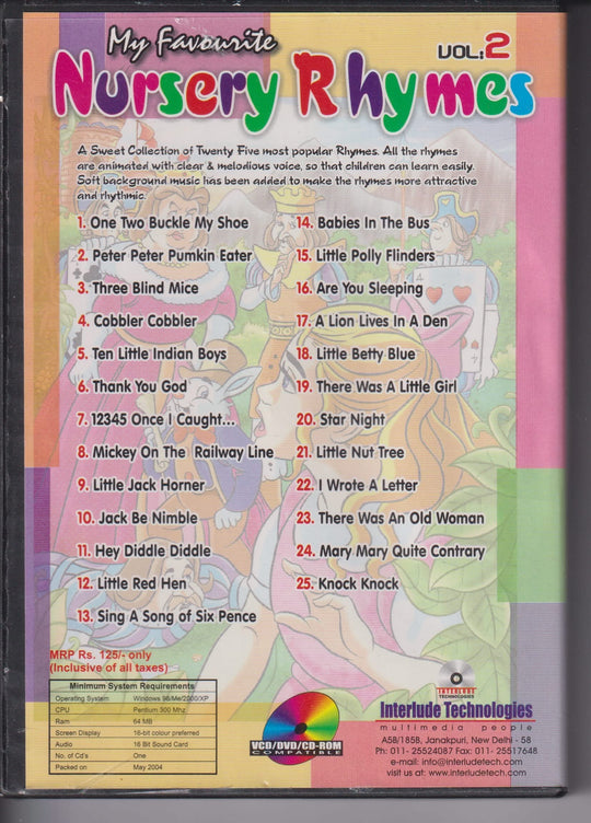 My Favourite Nursery Rhymes Vol. 2. VCD/CD-ROM.