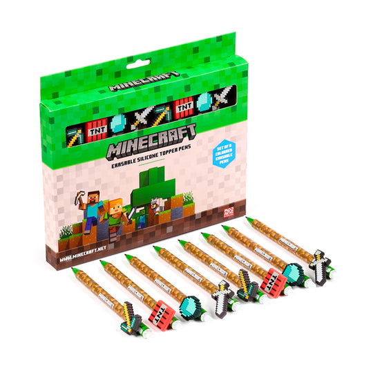 MINECRAFT - Tools - Set of 8 Head Topper Erasable Gel Pen