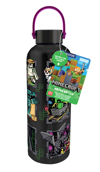 MINECRAFT - Mascots - Metal Water Bottle with Carry Loop - 500ml