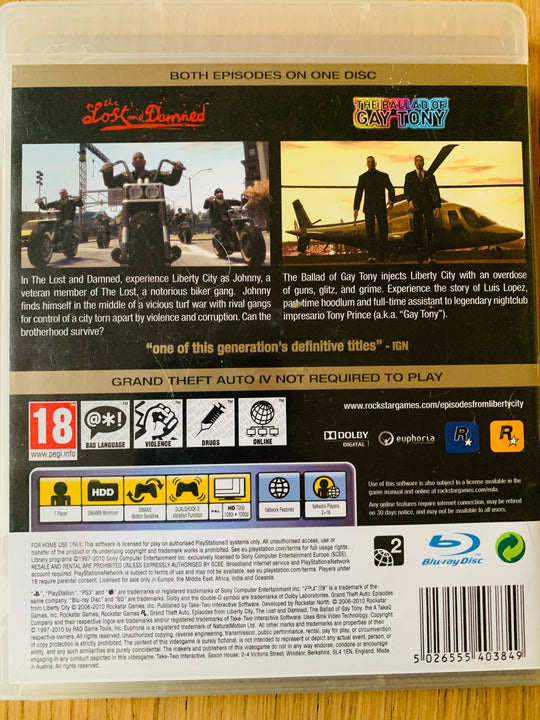 Grand Theft Auto: Episodes from Liberty City. PS3.