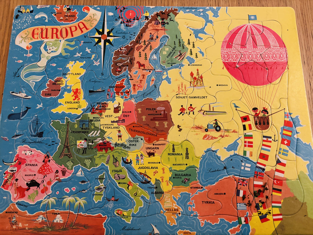 Europa-kart. Puslespill.