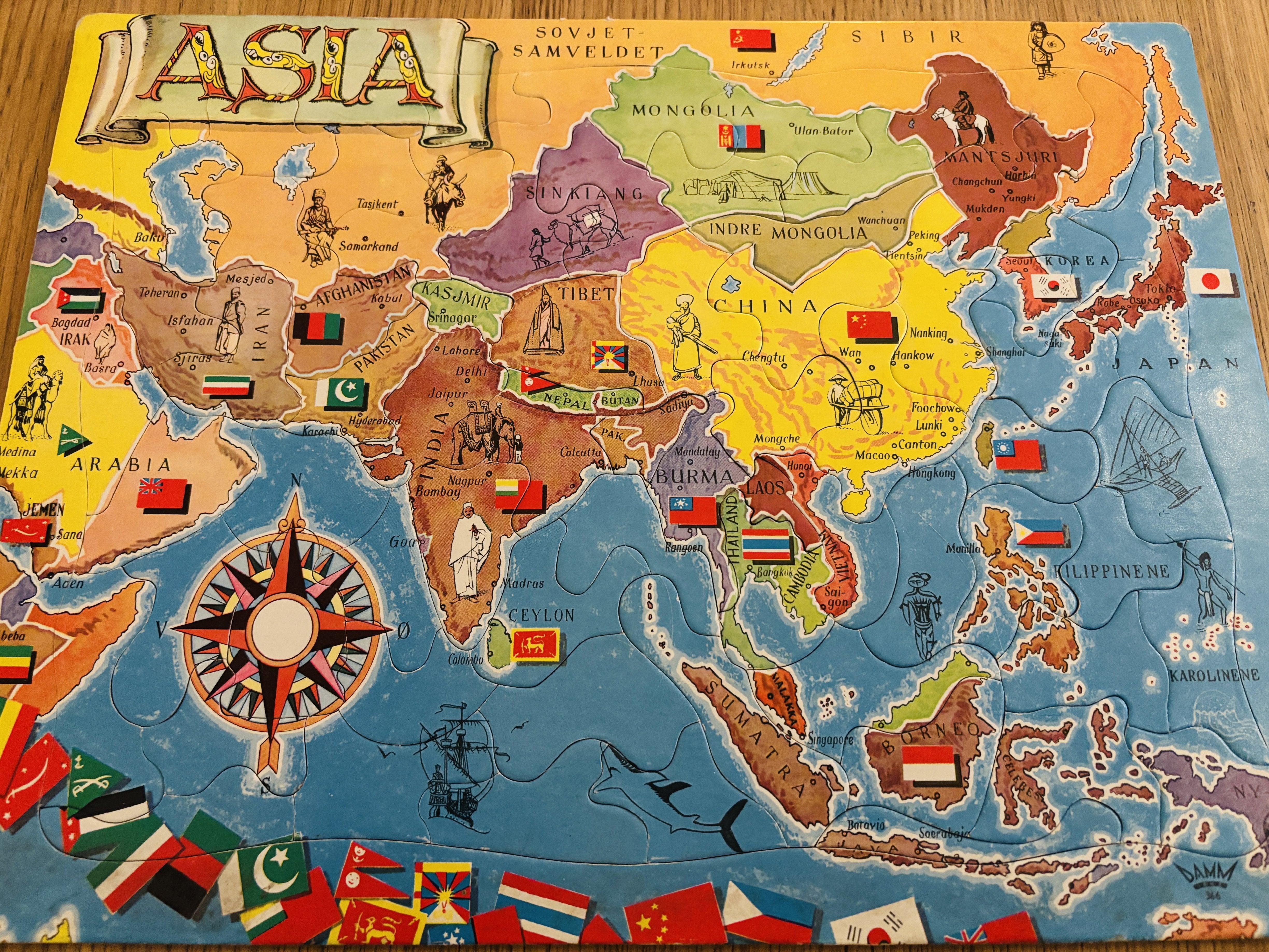 Asia-kart. Puslespill.