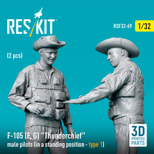 F-105 (F, G) Thunderchief male pilots (in a standing position - type 1) (2 pcs) (3D Printed)