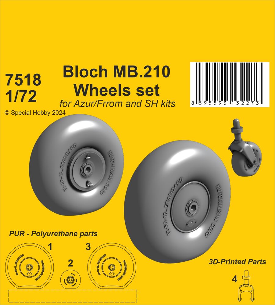 Bloch MB.210 Mainwheels and Tailwheel w/Leg