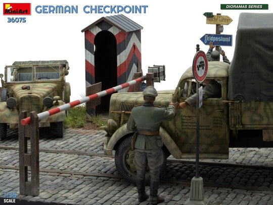 German Checkpoint. 3t Cargo Truck 3,6-36S & Kfz.1 Type 170VK w/ Feldgendarmerie. Big Set