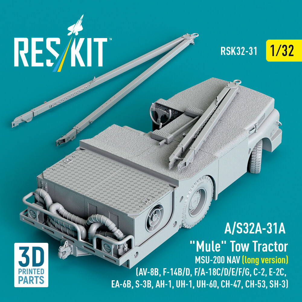 A/S32A-31A Mule Tow Tractor MSU-200 NAV (long version) (AV-8B, F-14B/D, F/A-18C/D/E/F/G, C-2, E-2?, EA-6B, S-3B, AH-1, UH-1, UH-60, CH-47, CH-53, SH-3) (3D Printed model kit)