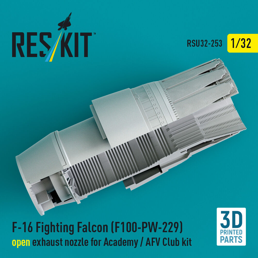 F-16 Fighting Falcon (F100-PW-229) open exhaust nozzle for Academy / AFV Club kit (3D Printed)