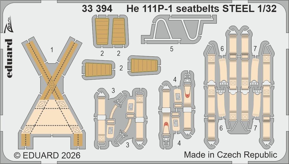 He 111P-1 seatbelts STEEL for Revell