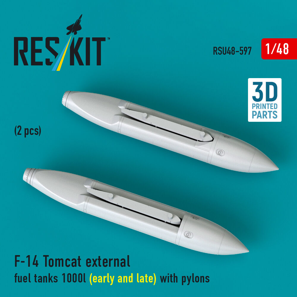 F-14 Tomcat external fuel tanks 1000l (early and late) with pylons (2 pcs) (3D Printed)