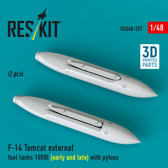 F-14 Tomcat external fuel tanks 1000l (early and late) with pylons (2 pcs) (3D Printed)