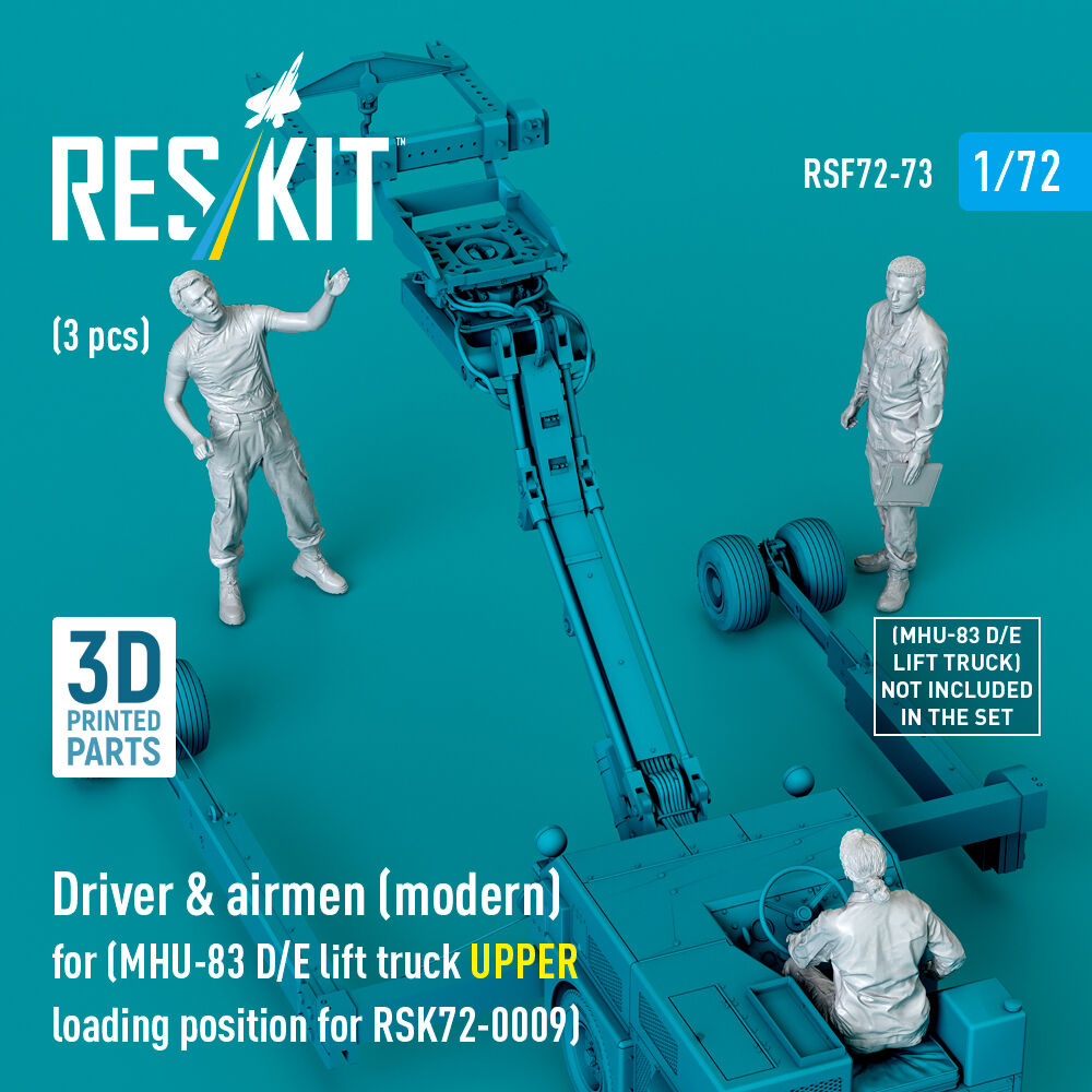 Driver & airmen (modern) (3 pcs) (MHU-83 D/E lift truck UPPER loading position for RSK72-0009) (3D Printed)