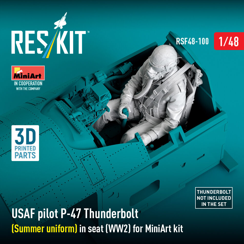USAF pilot P-47 Thunderbolt (Summer uniform) in seat (WW2) for MiniArt kit (3D Printed)