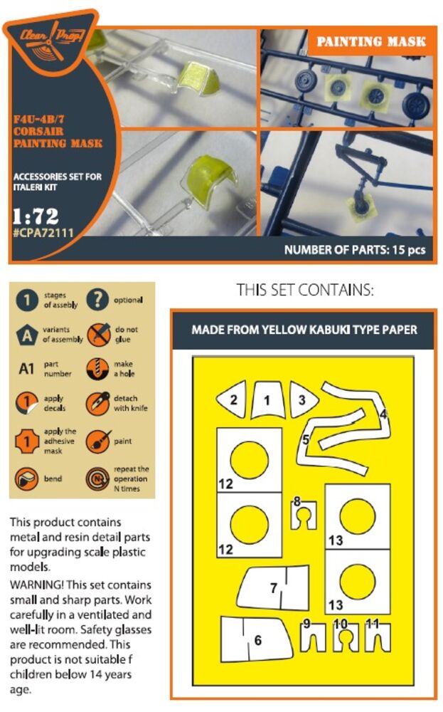 F4U-4B/7 Corsair painting mask for Italeri kits