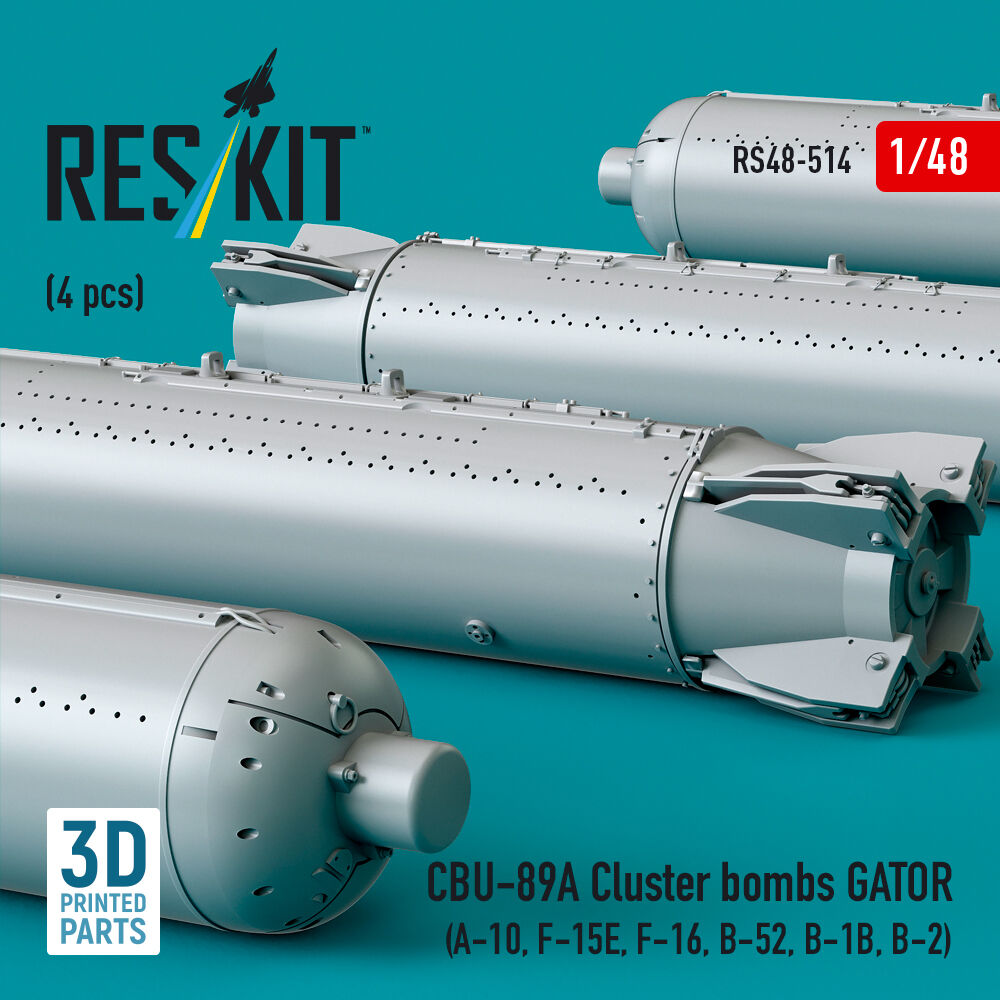 CBU-89A cluster bombs GATOR (4 pcs) (A-10, F-15E, F-16, B-52, B-1B, B-2) (3D Printed)