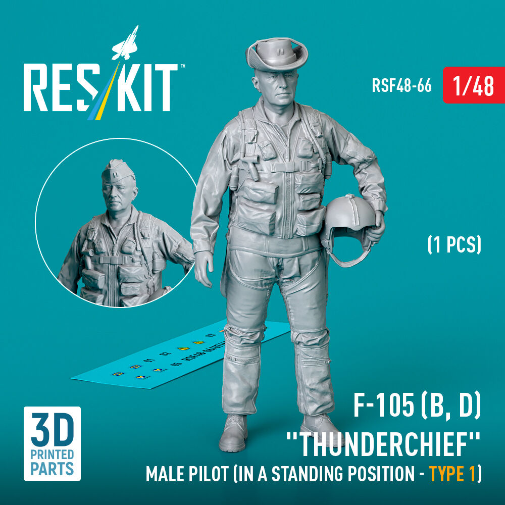 F-105 (D,F,G) Thunderchief male pilot (in a standing position - type 1) (1 pcs) (3D Printed)