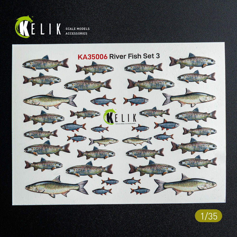 River Fish set Type 3 - 3D Decal for dioramas