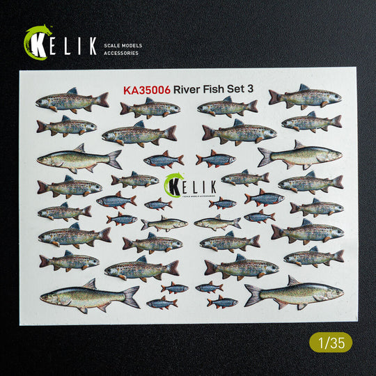 River Fish set Type 3 - 3D Decal for dioramas