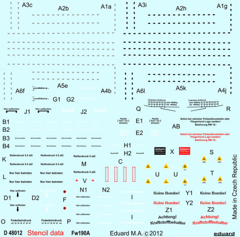 Fw 190A stencils