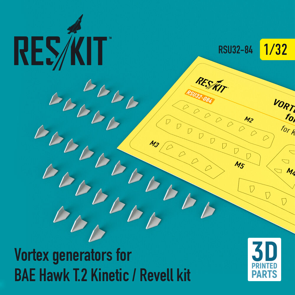 Vortex generators for BAE Hawk T.2 Kinetic / Revell kit (3D Printed)