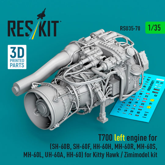 T700 left engine (SH-60B, SH-60F, HH-60H, MH-60R, MH-60S, MH-60L, UH-60A, HH-60) for Kitty Hawk / Zimimodel kit (3D Printed)