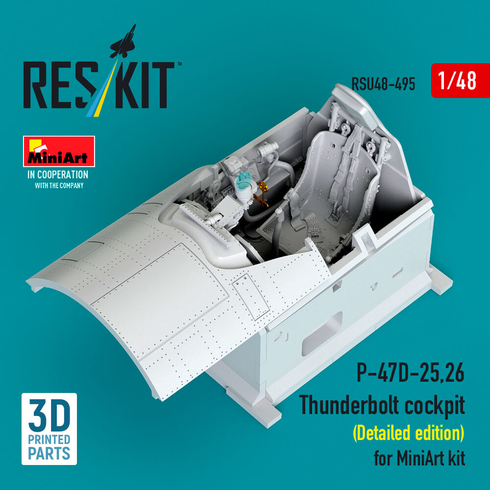 P-47D-25,26 Thunderbolt cockpit (Detailed edition) for MiniArt kit (3D Printed)