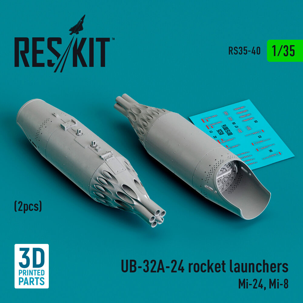 UB-32A-24 rocket launchers (2 pcs) (Mi-24, Mi-8) (3D Printed)